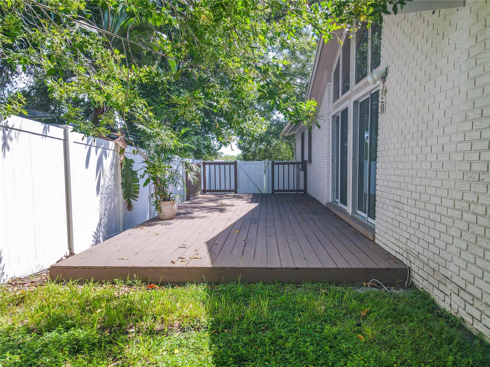 The fenced in backyard allows for plenty of privacy.