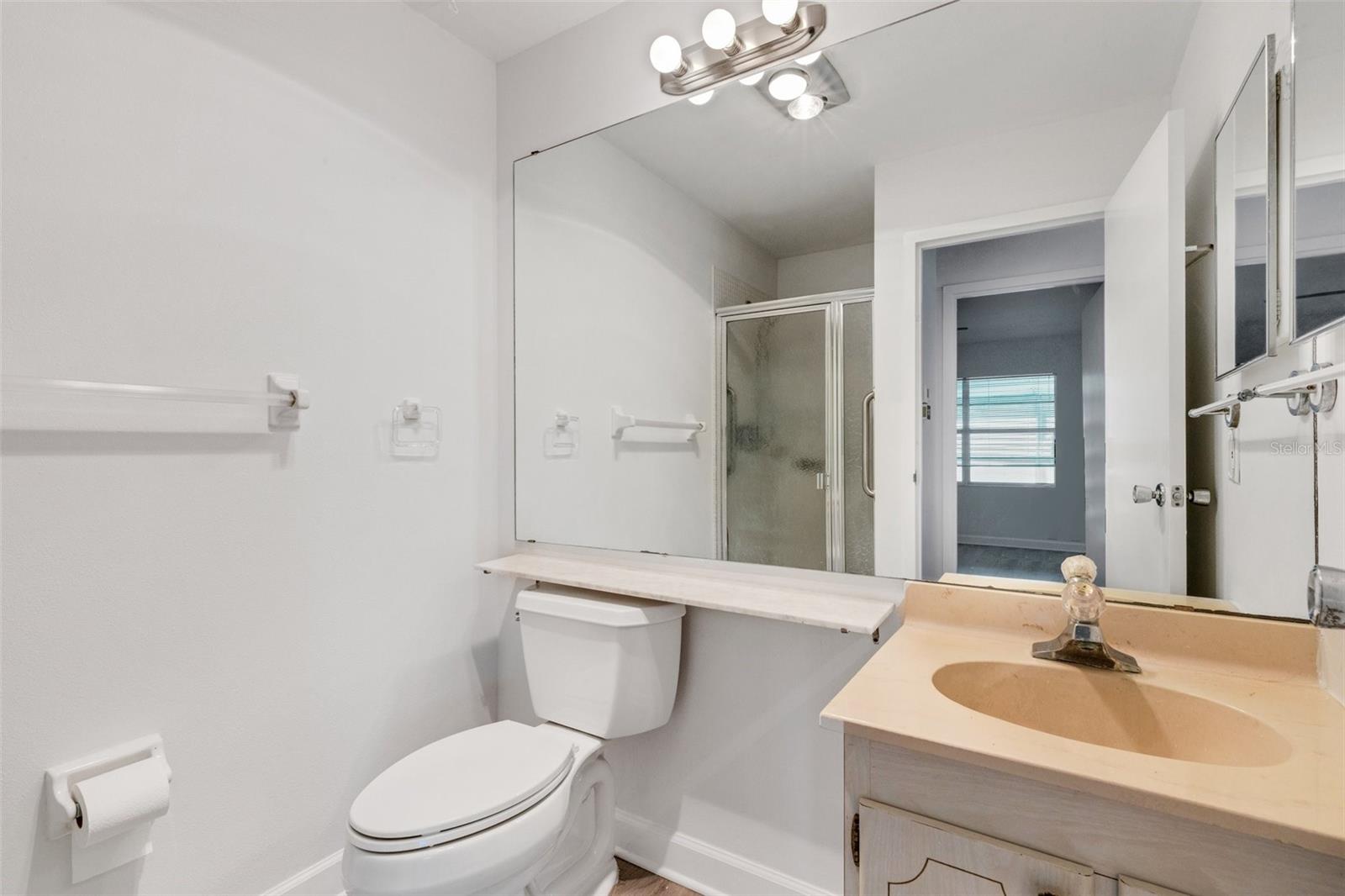 Bathroom 2, new flooring and new paint.