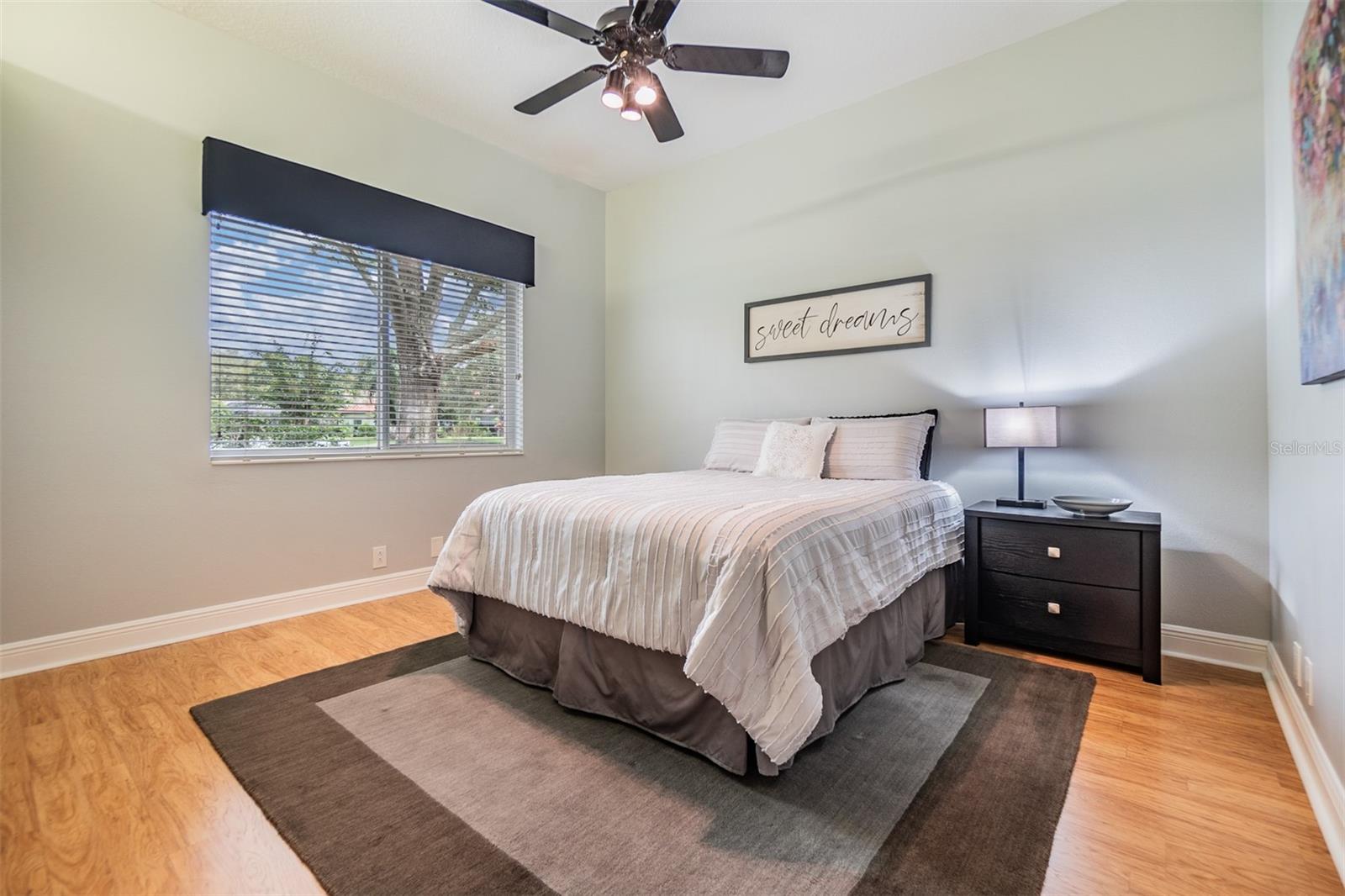 Guest Room, Ceiling Fan, Blinds, Pergo Flooring