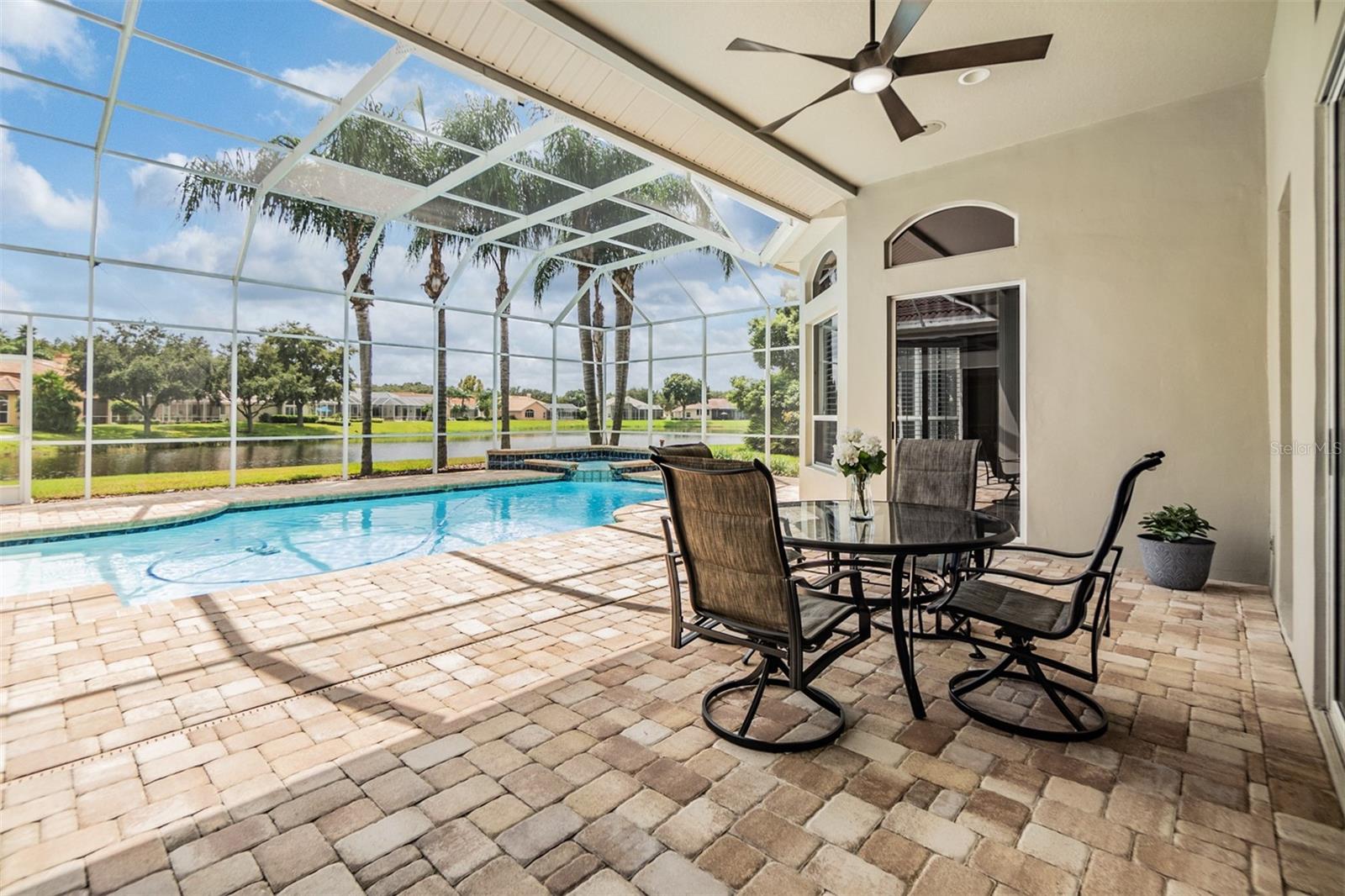 Plenty of covered area on the pavered lanai for entertaining.