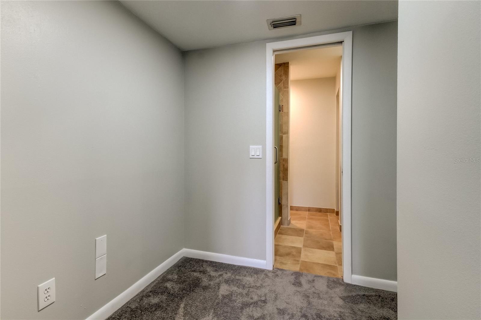 Primary bedroom looking through walk-in closet to Bath