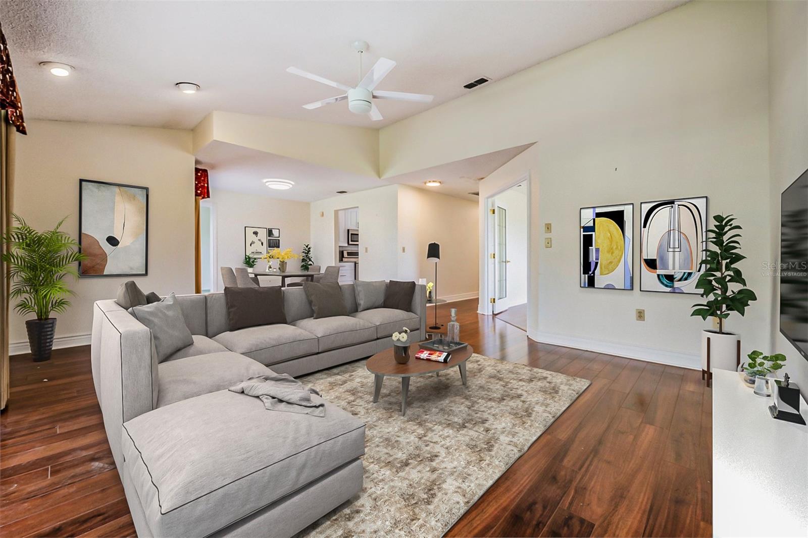 Virtually Staged Living room & Dining room