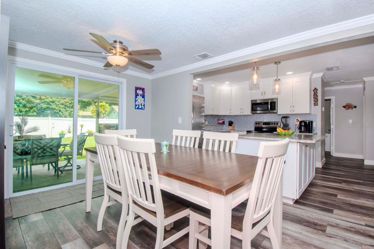 View of dining area and kitchen