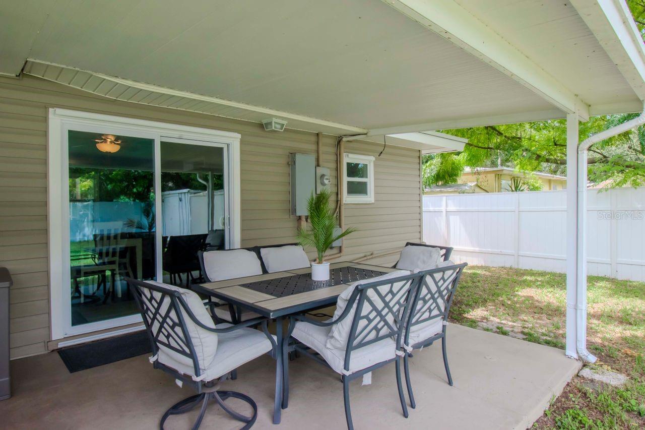 Covered patio just off dining room