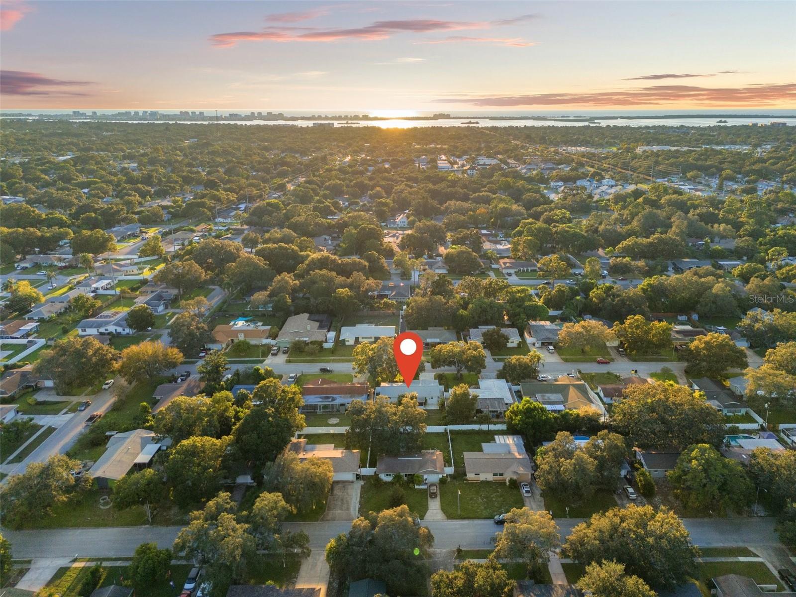 Sunset Aerial View, showing proximity to Clearwater Beach and Downtown Dunedin