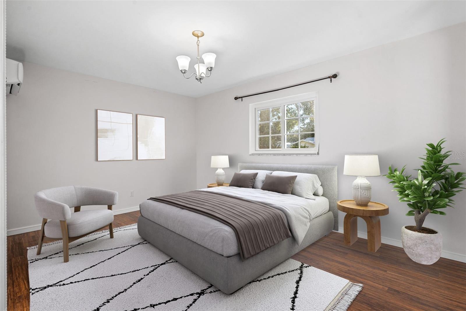 Virtually staged master bedroom