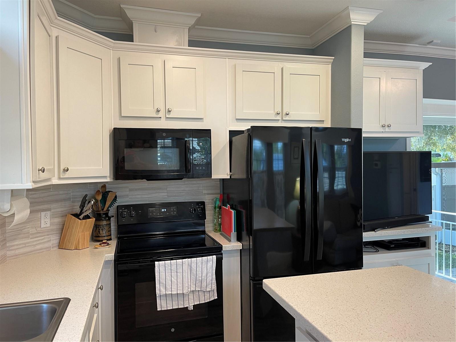 Preparation island in center of kitchen is designed to move around