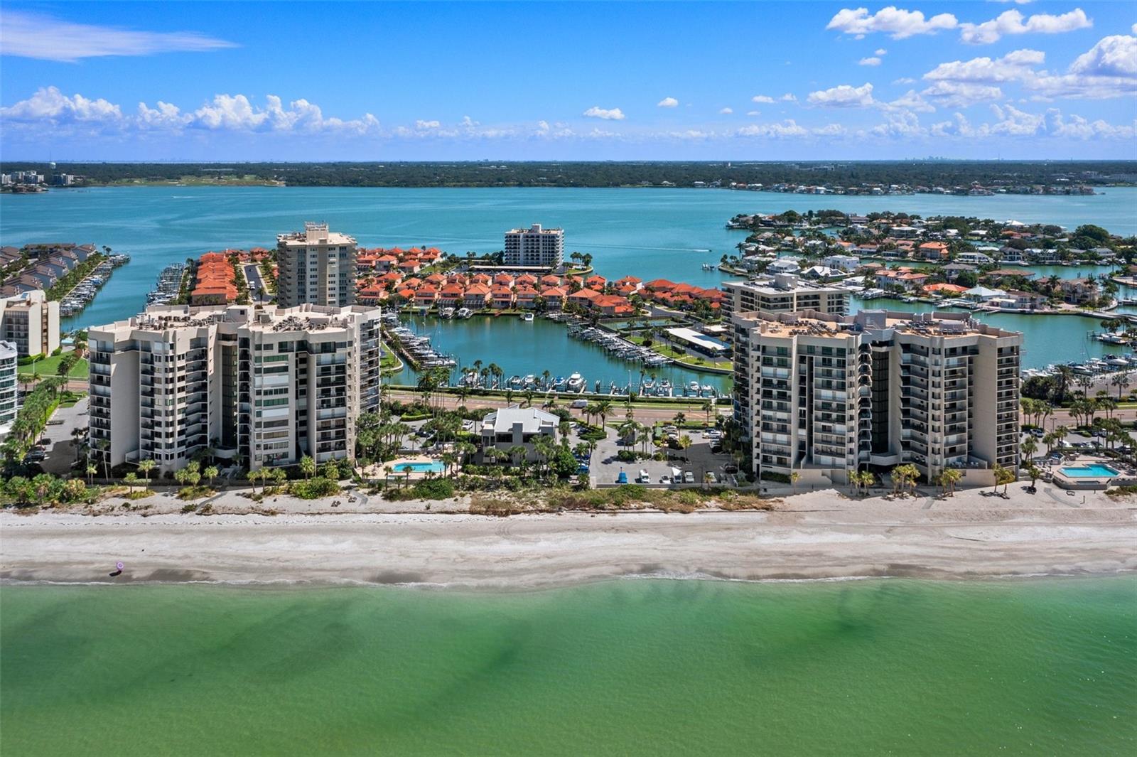 Narrow peninsula between the gulf and intracoastal waterway.