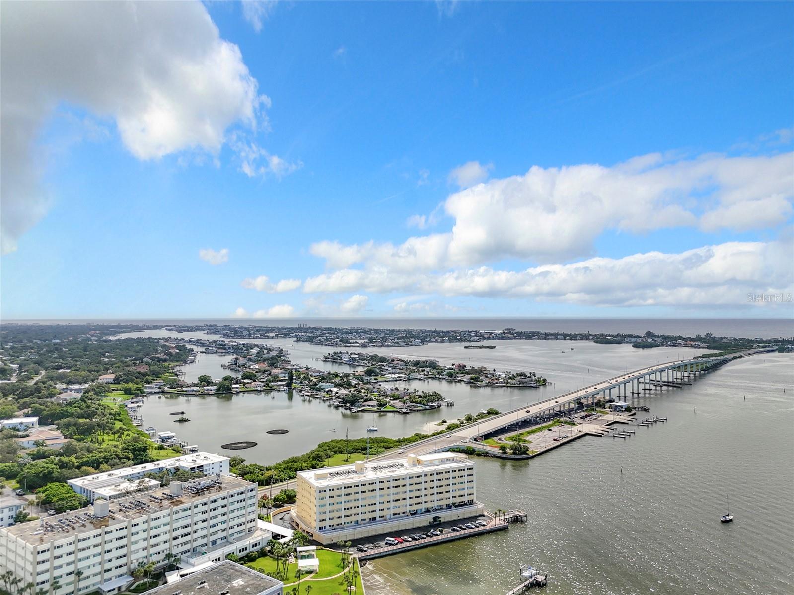 View of Clearwater Harbor, Belleair Beach and Gulf of Mexico