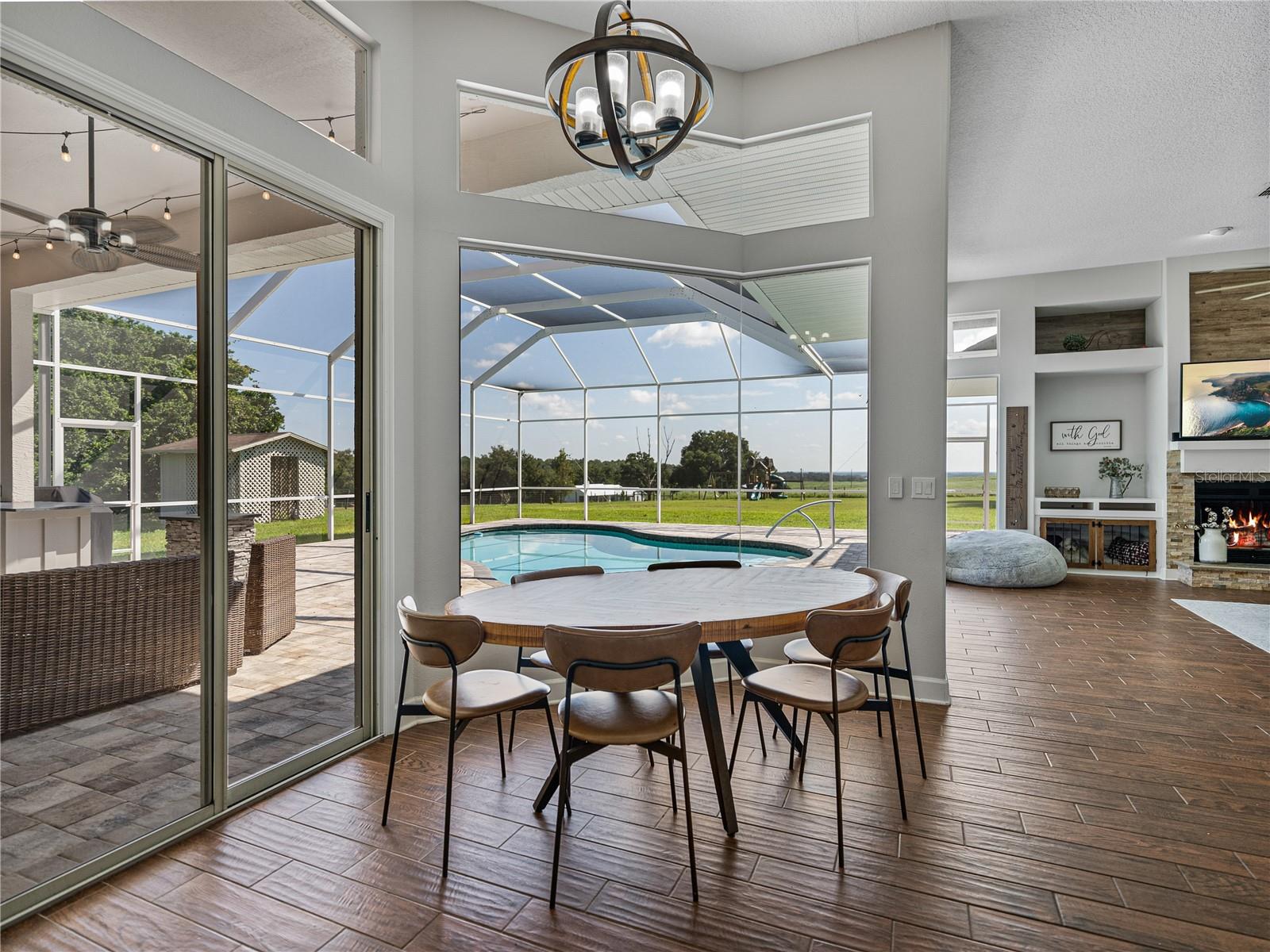 Breakfast nook with view from kitchen