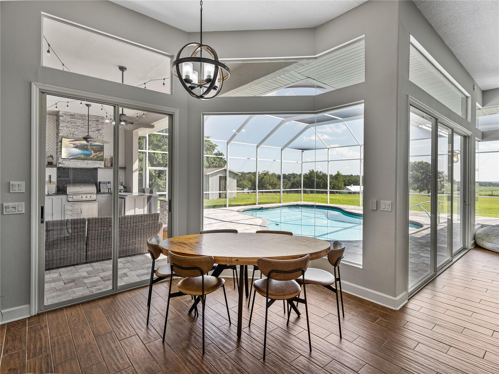 Breakfast nook with view from kitchen