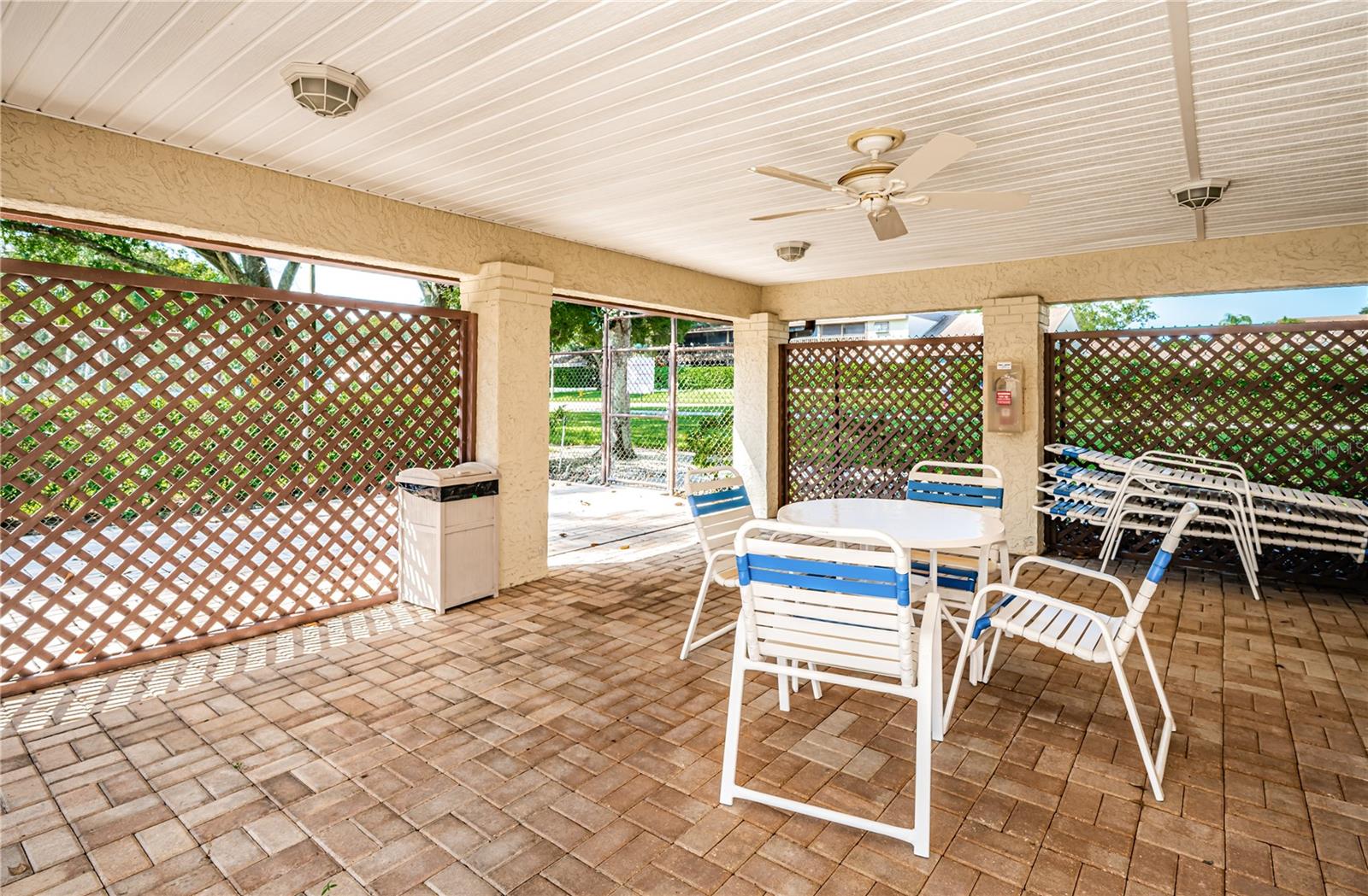 Community pool lounge area