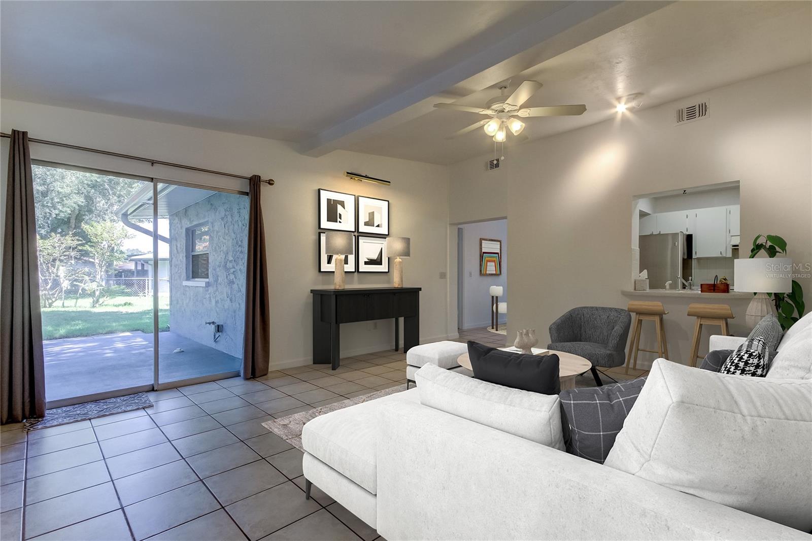 family room virtually staged