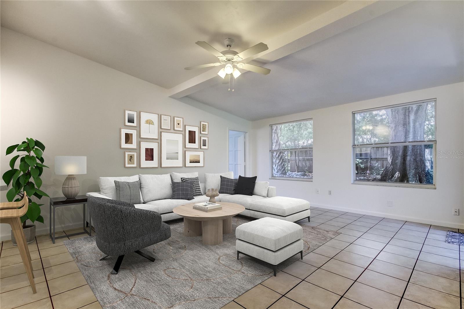 family room virtually staged