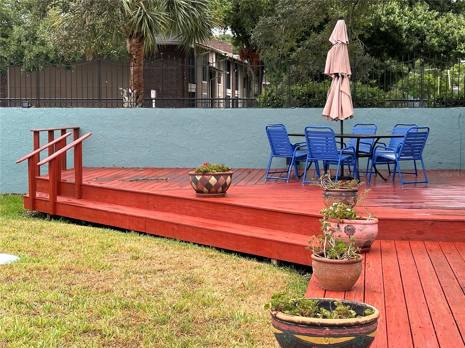 Picnic deck in pool area