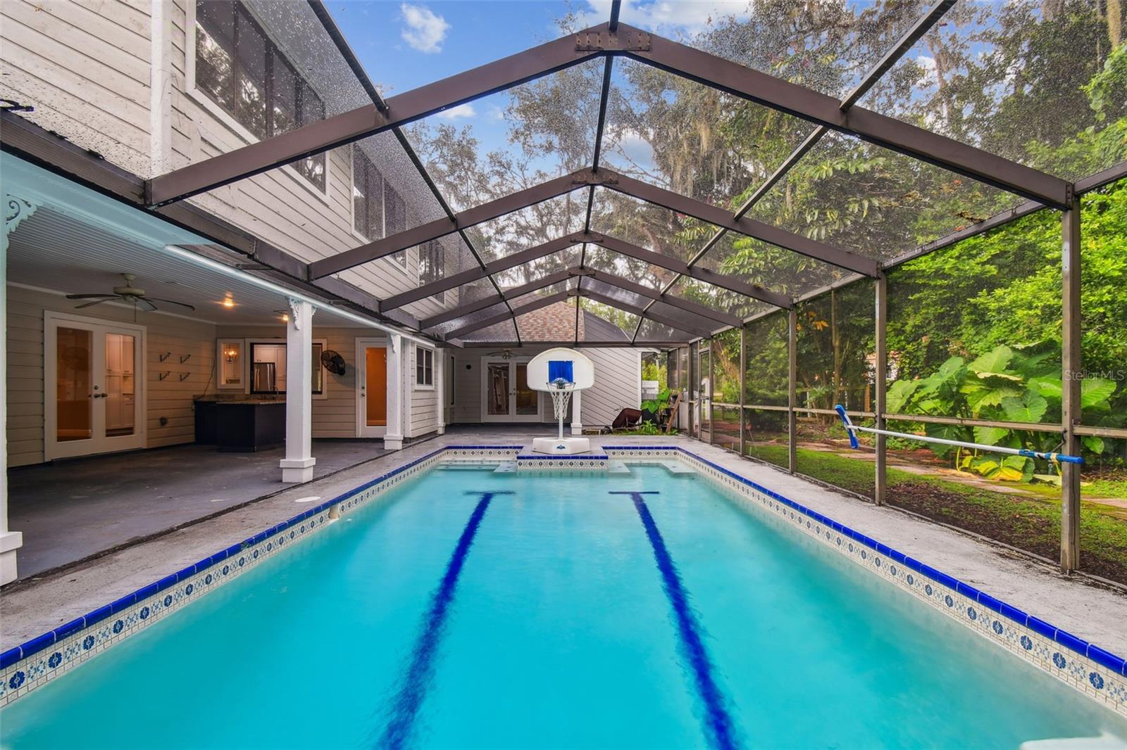 Backyard screened pool