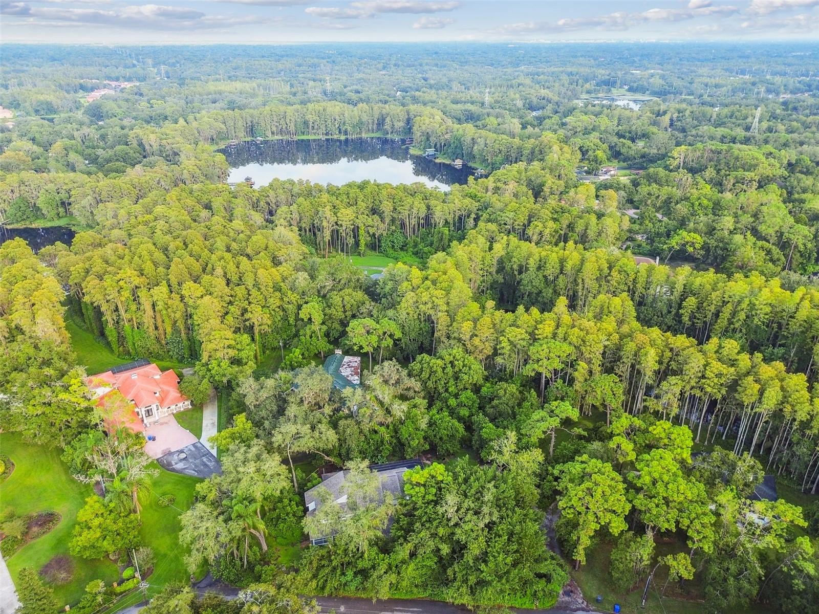 Aerial view of neighborhood