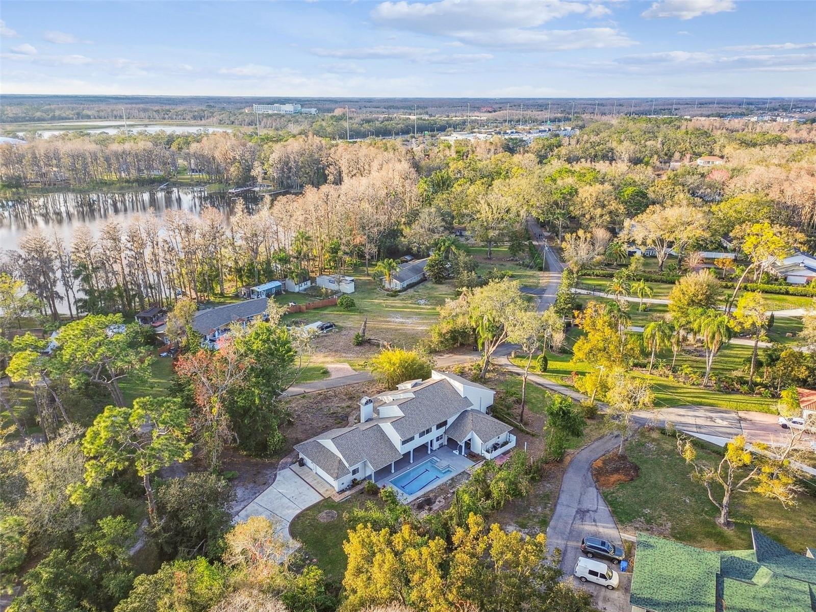 Aerial view of the backyard