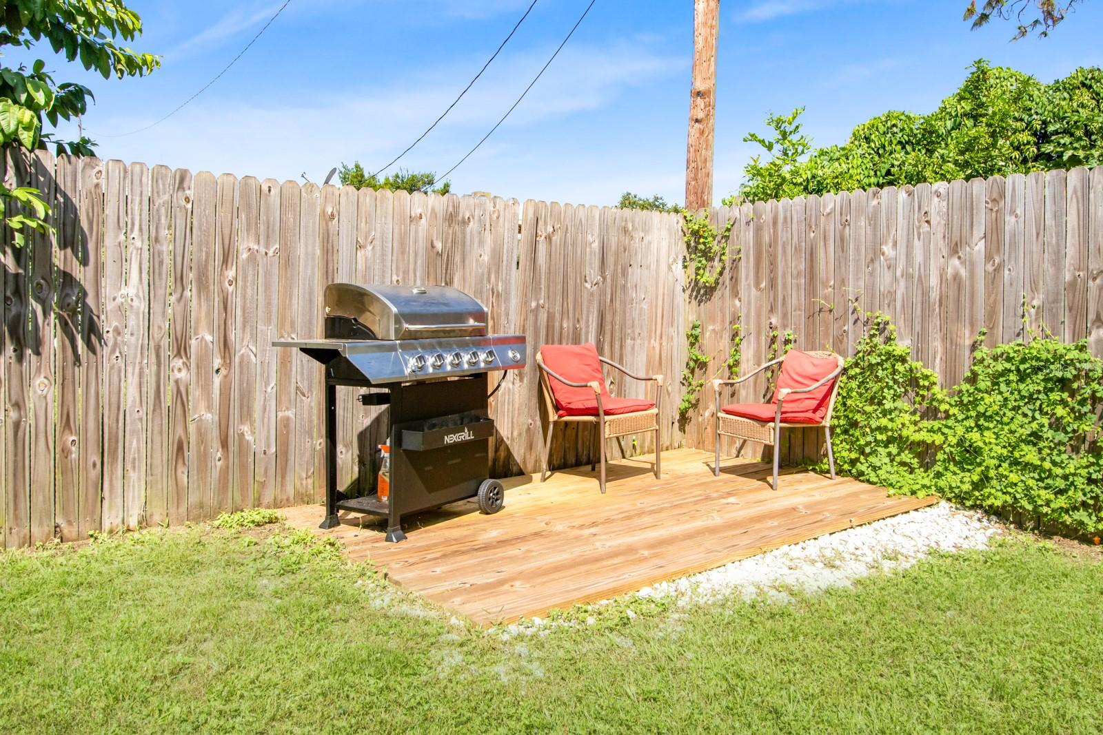 Outdoor grilling and seating area