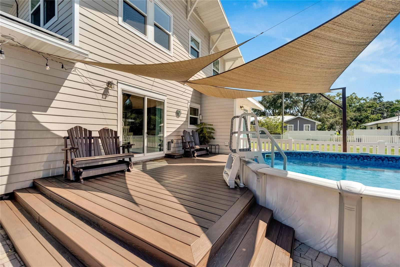 Long life composite wood pool deck