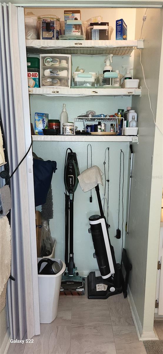 hall closet can accommodate stackable washer/dryer