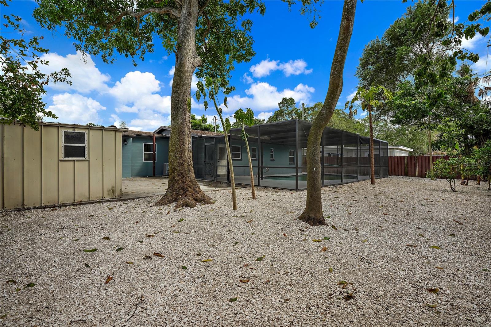 Storage Shed and easy low maintenance landscape