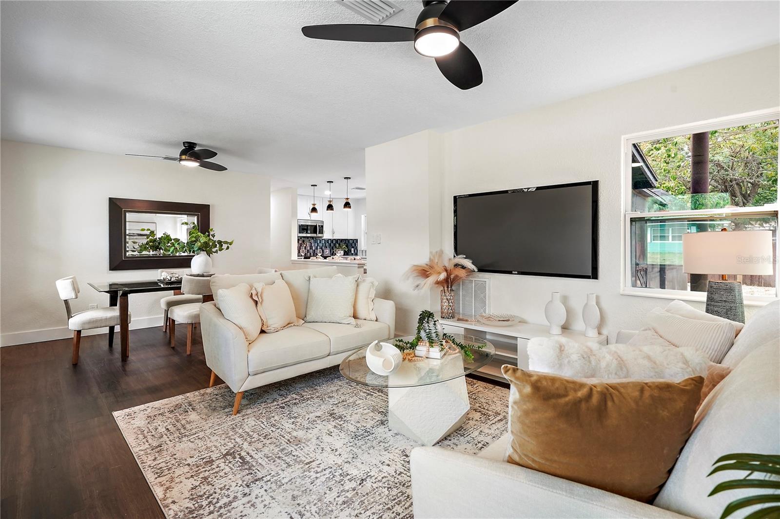 View of living and dining rooms