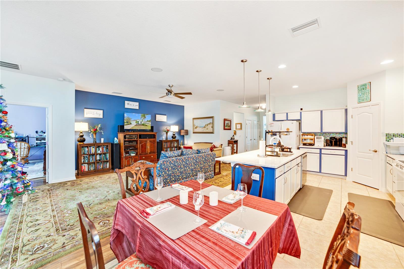 VIEW OF GREAT ROOM FROM DINING AREA.