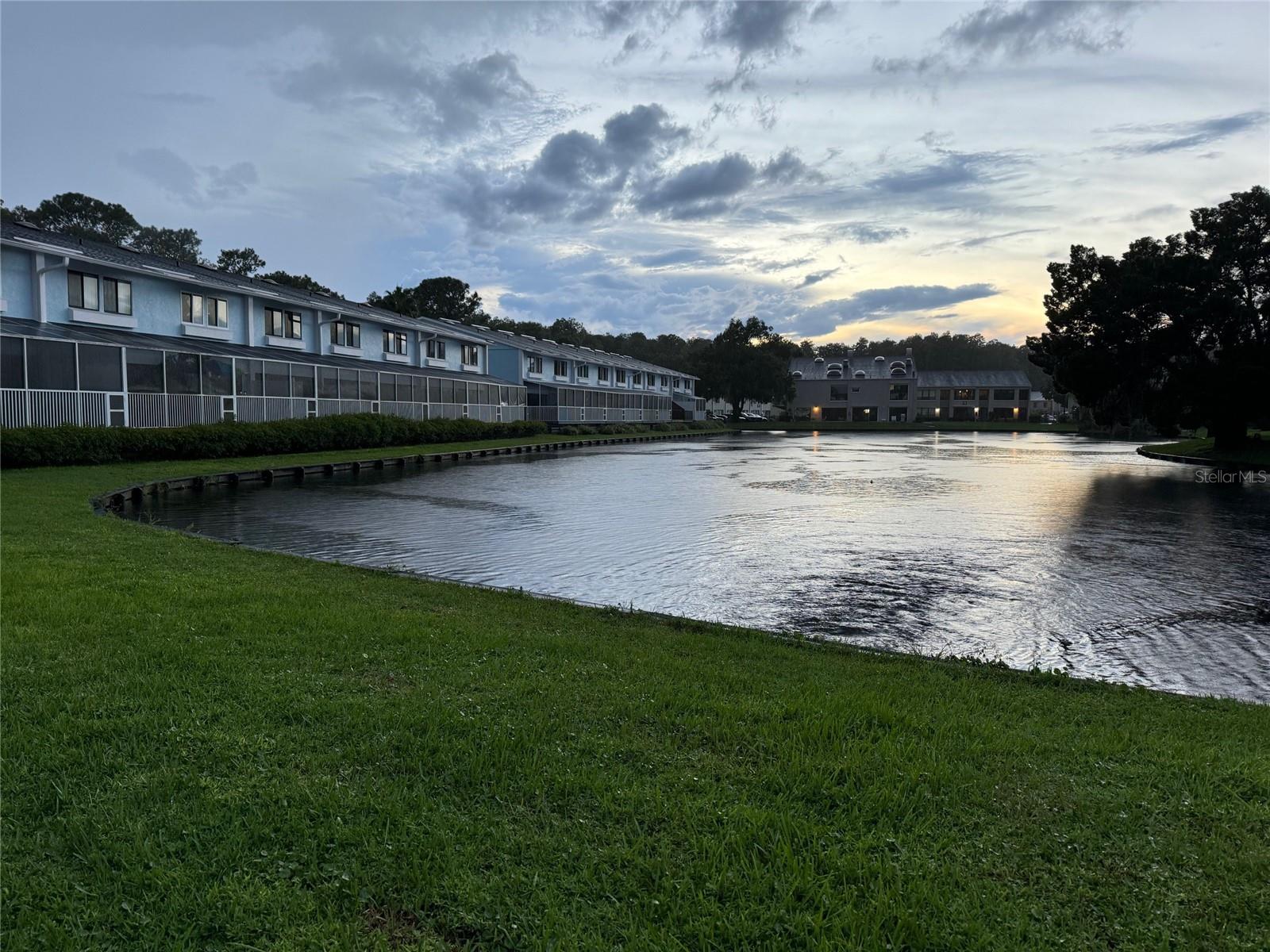 Sunset of the lake behind the unit