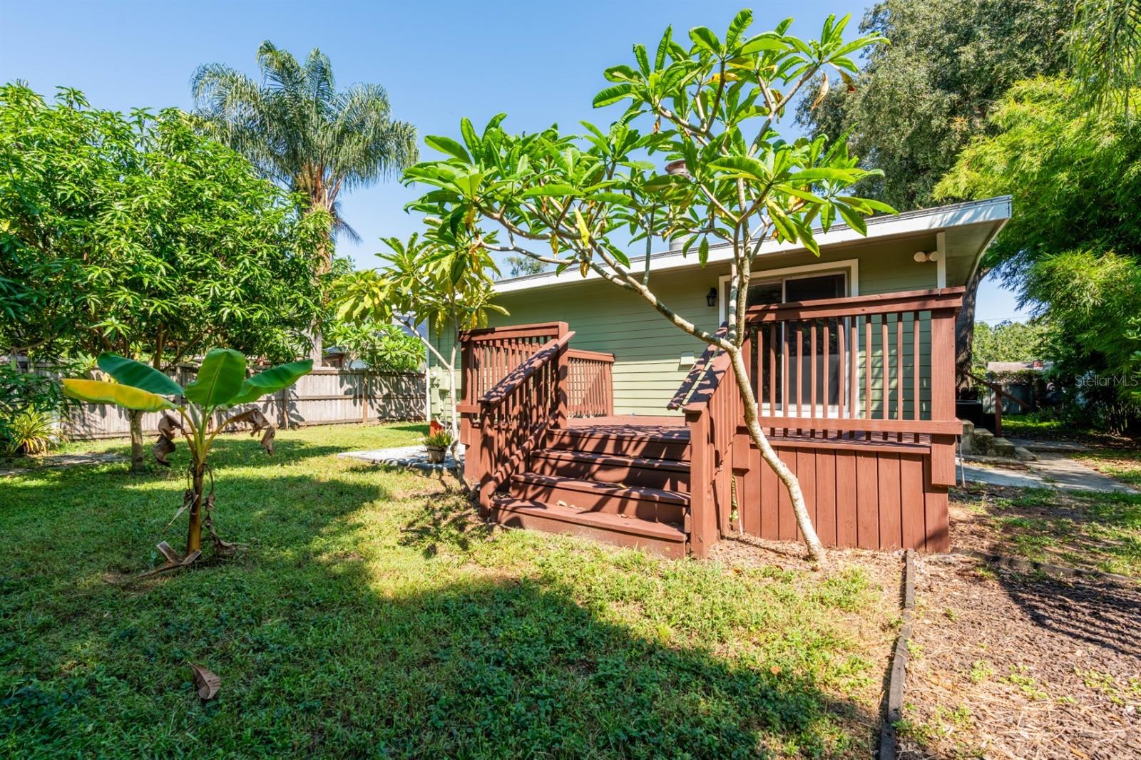 Backyard with party deck