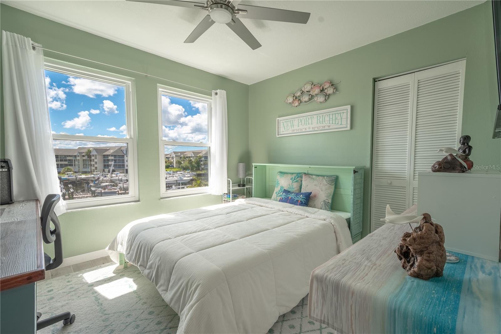 The homeowners made good use of the space in the 2nd bedroom by using a Murphy bed.