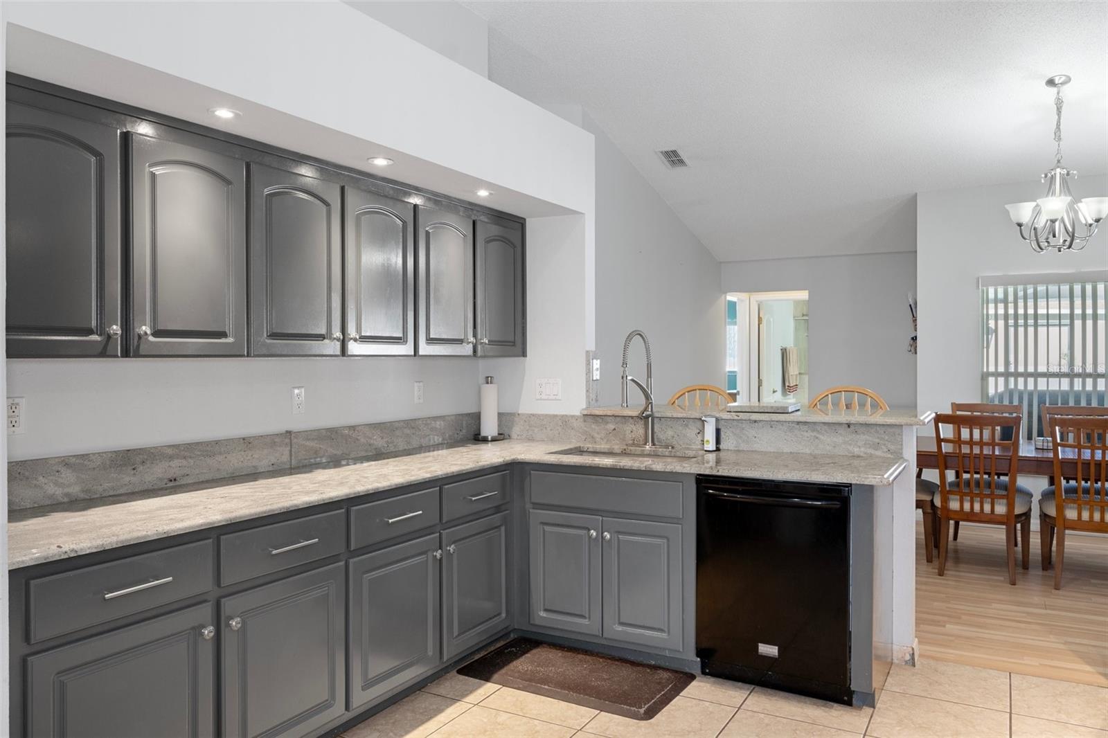 View of the kitchen into the laundry room