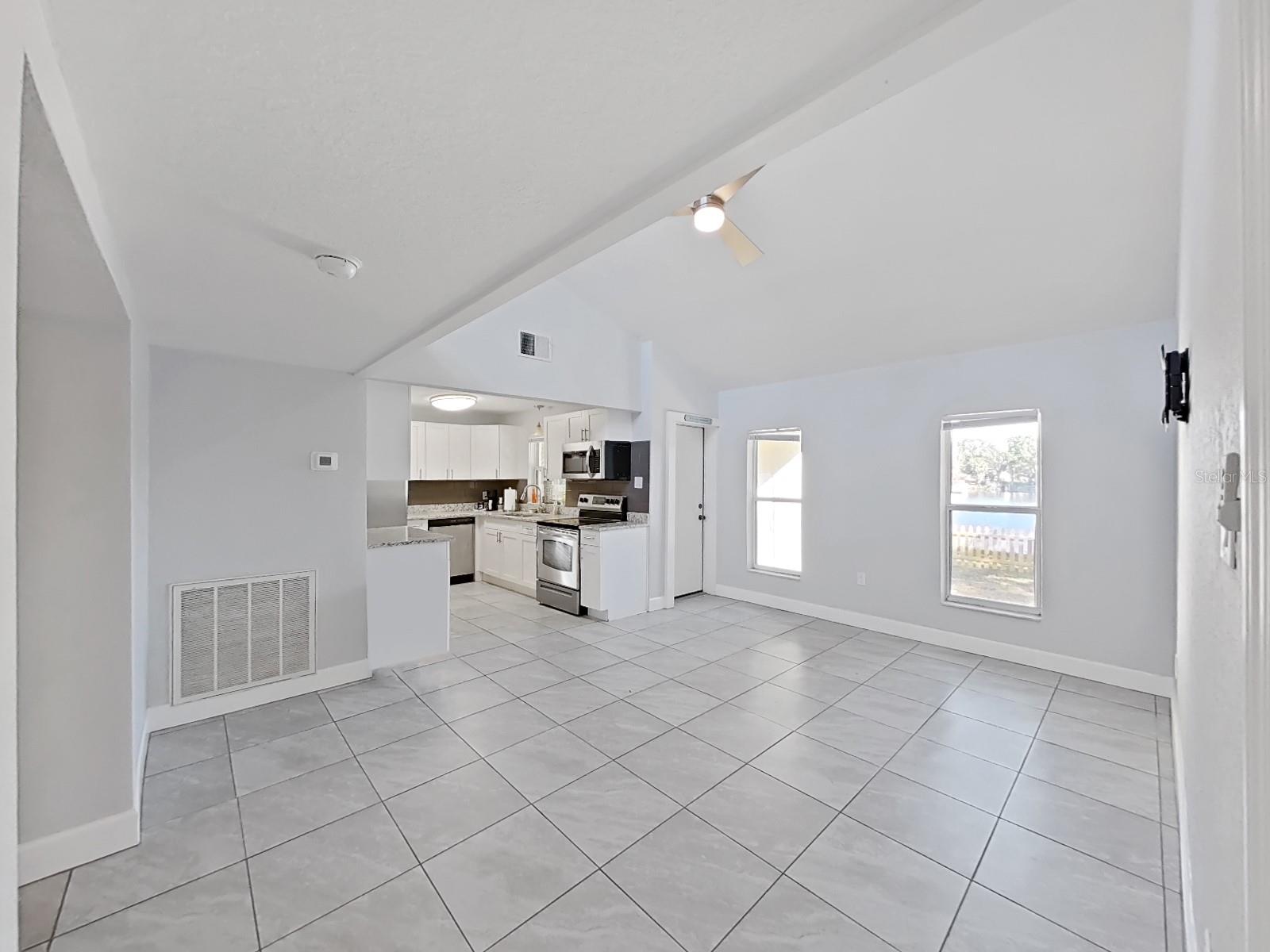 Dining room and kitchen