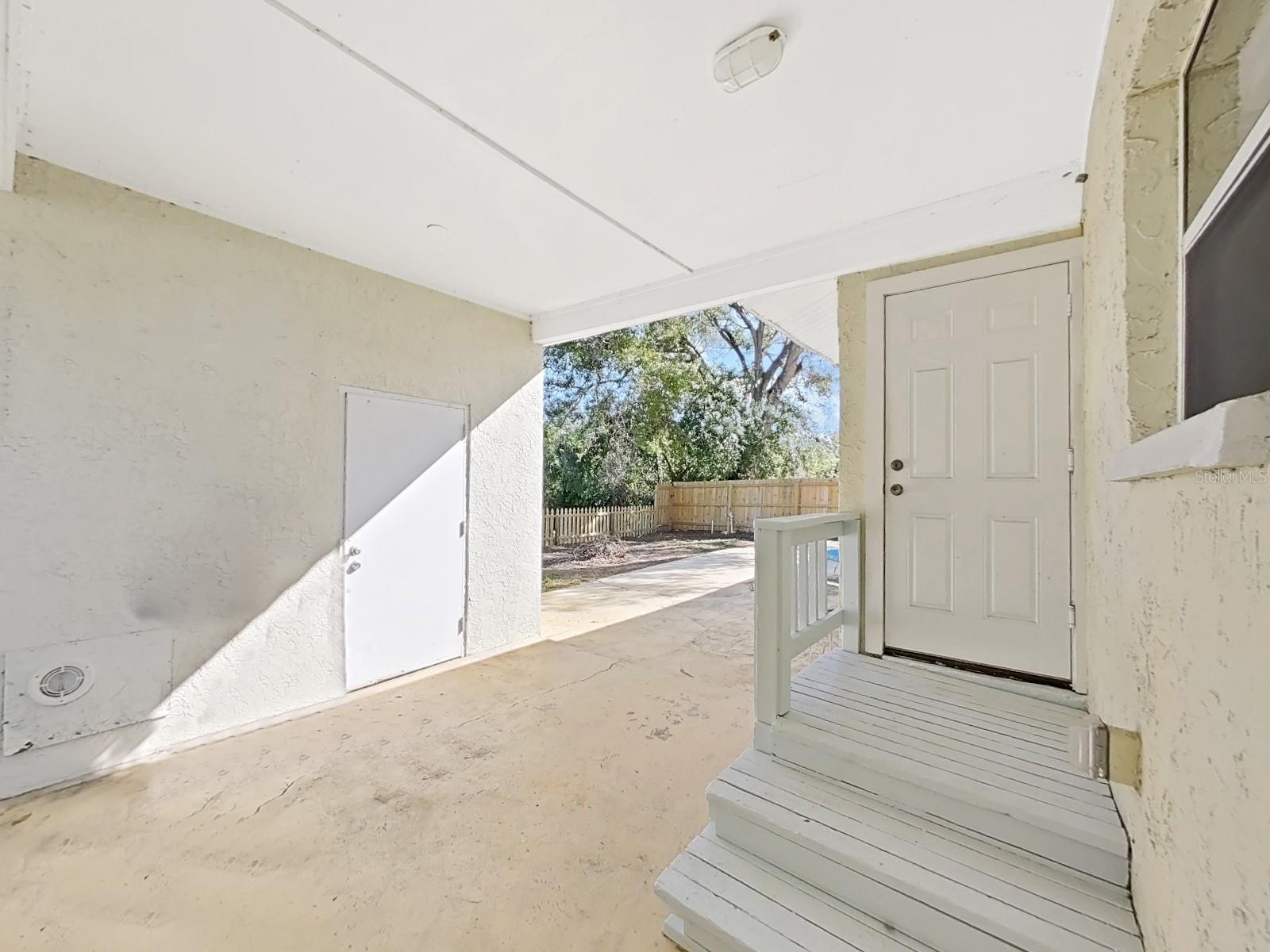 Covered patio and storage area