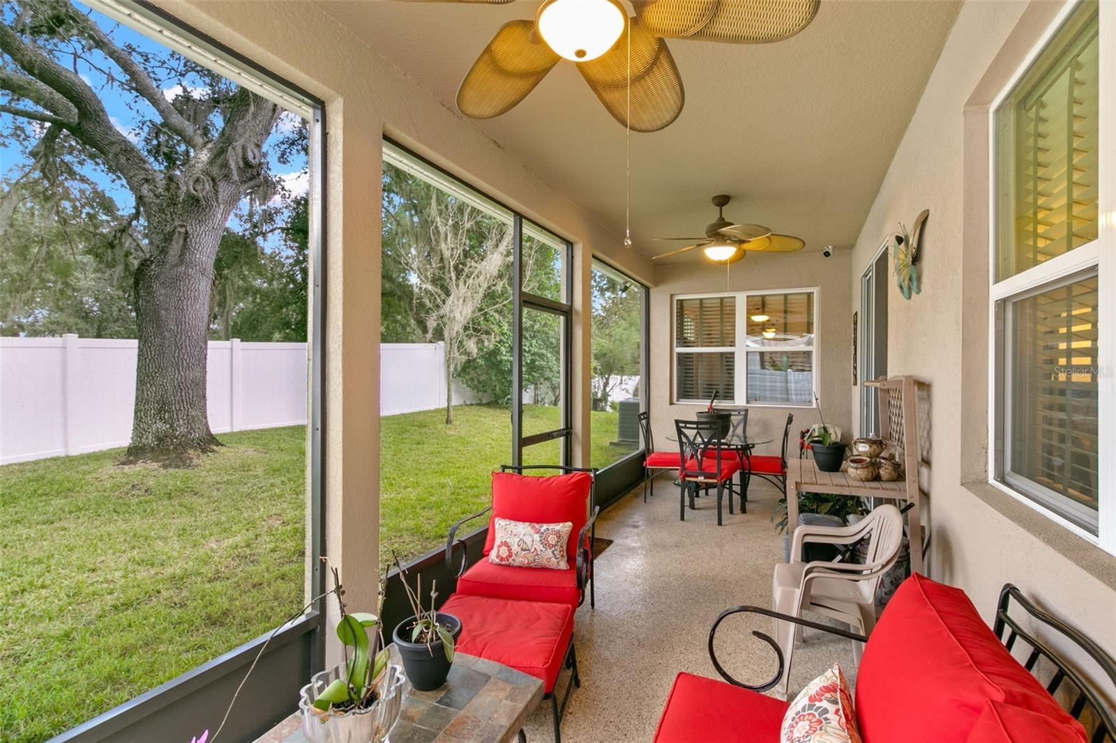 Screened in Large Patio with Epoxy Flooring.