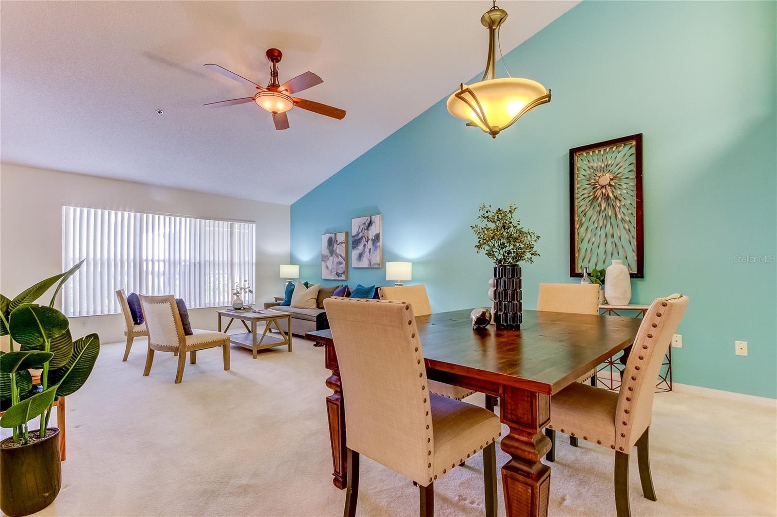 Another view of dining and living room.