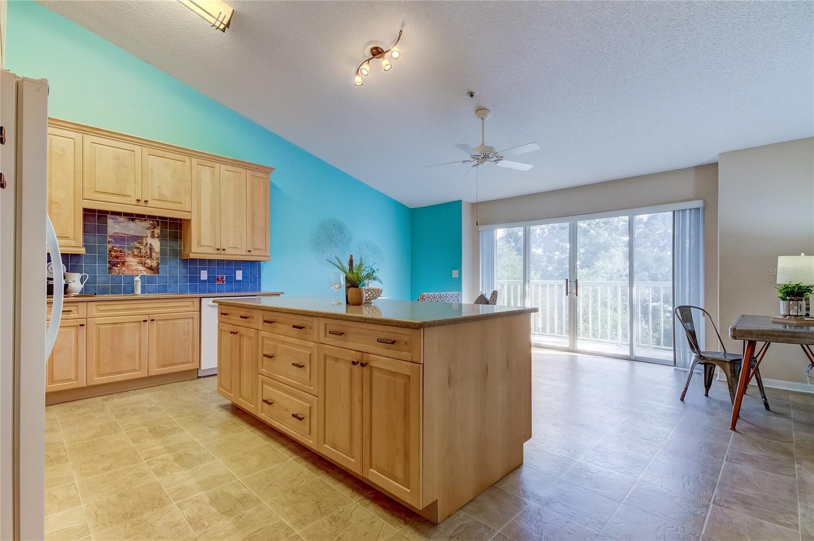 Kitchen overlooking family room.