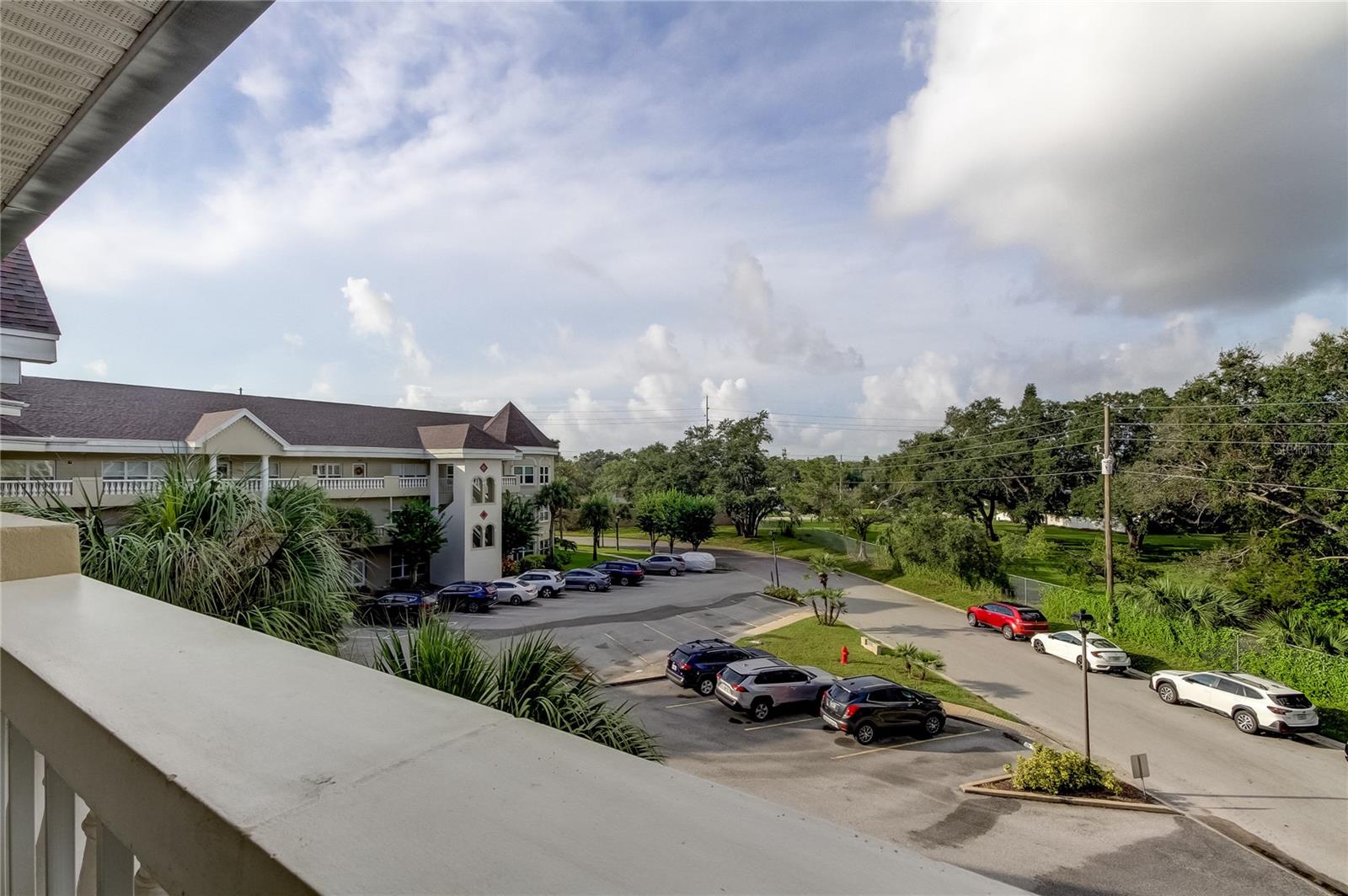 Looking over balcony from front exterior.