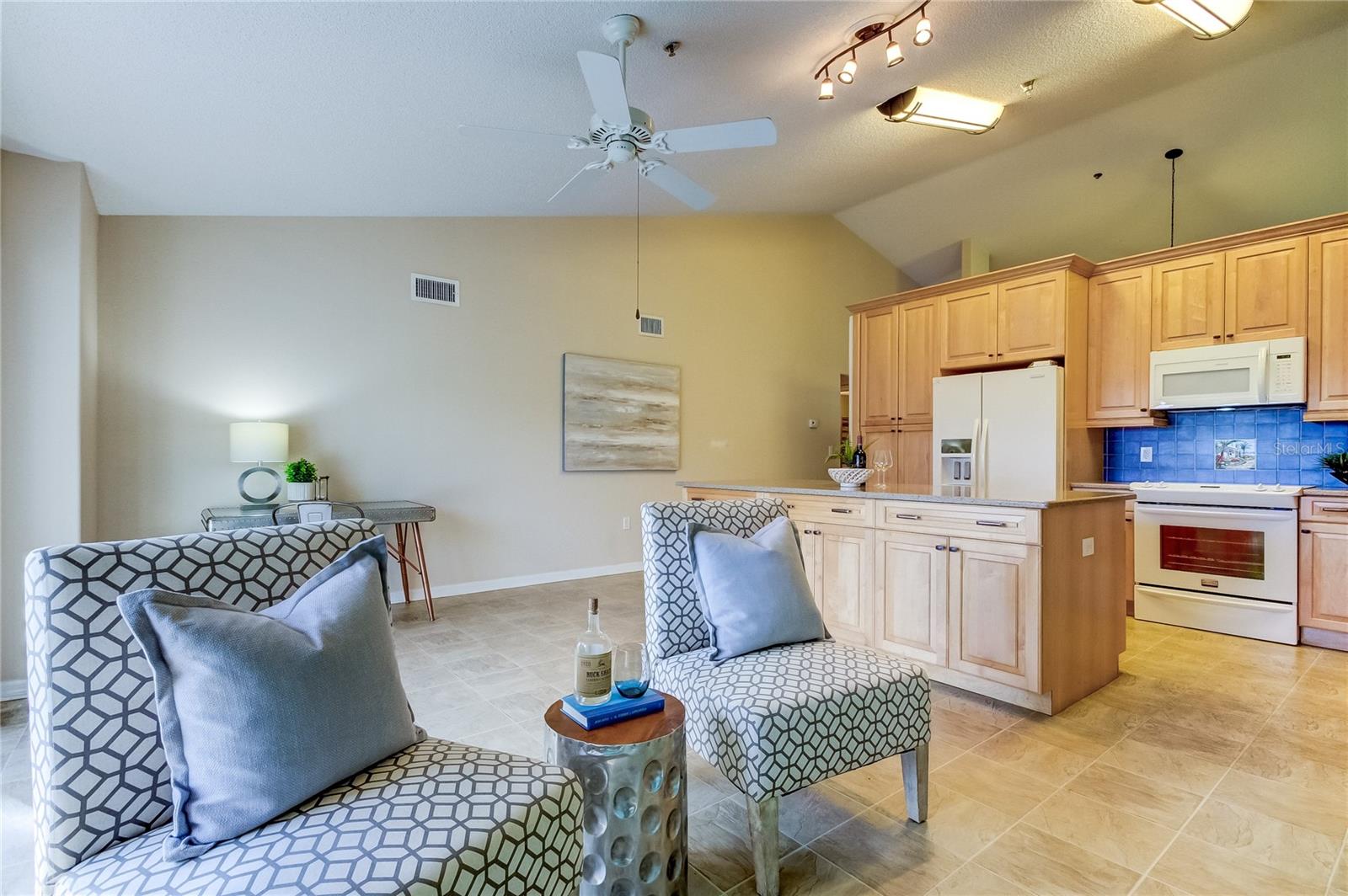 Family room looking towards kitchen.