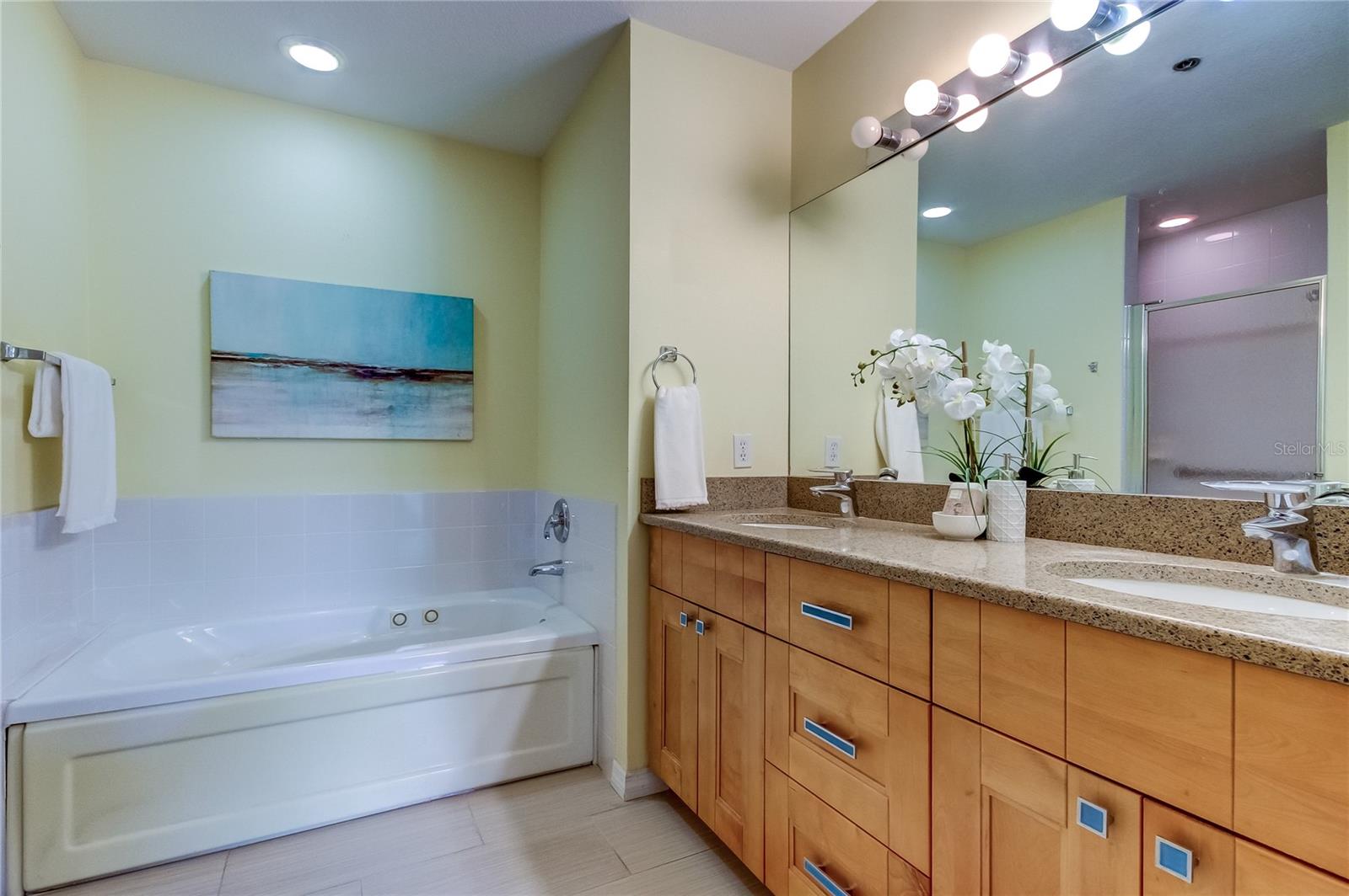 Primary bathroom with jacuzzi tub.