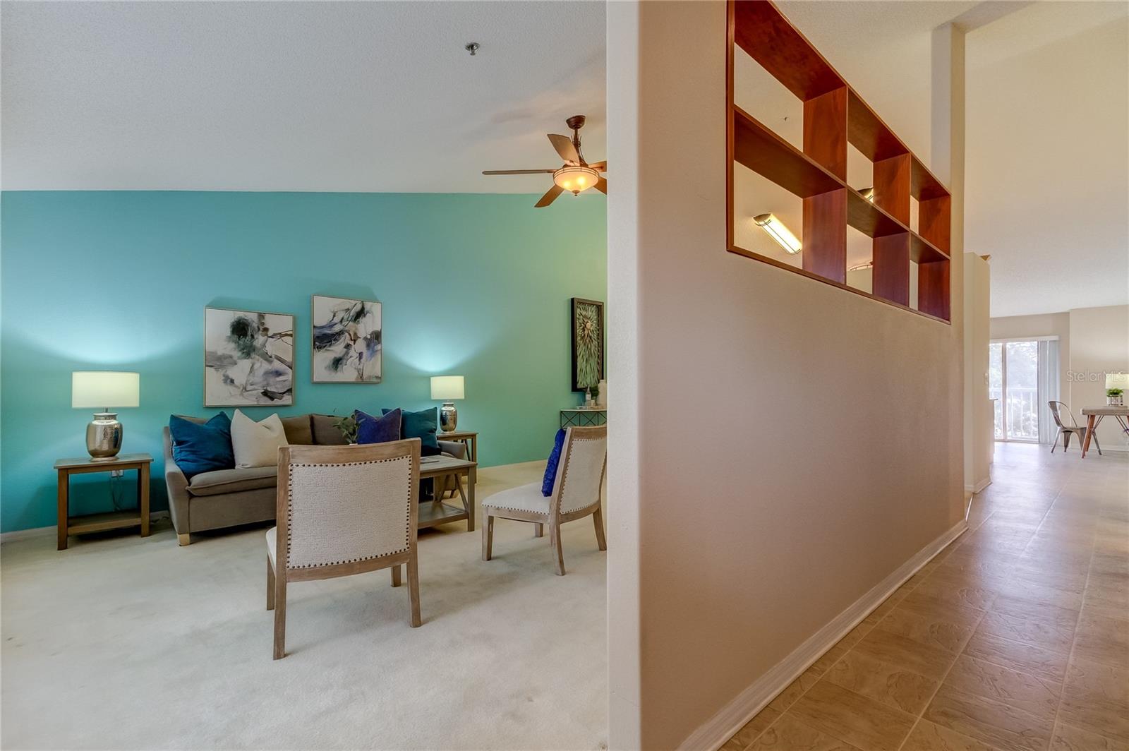 Living room and hallway.