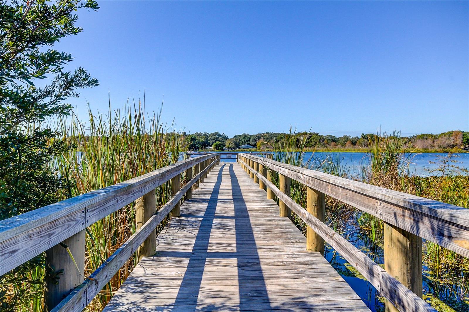 Dock area overlooking lake.