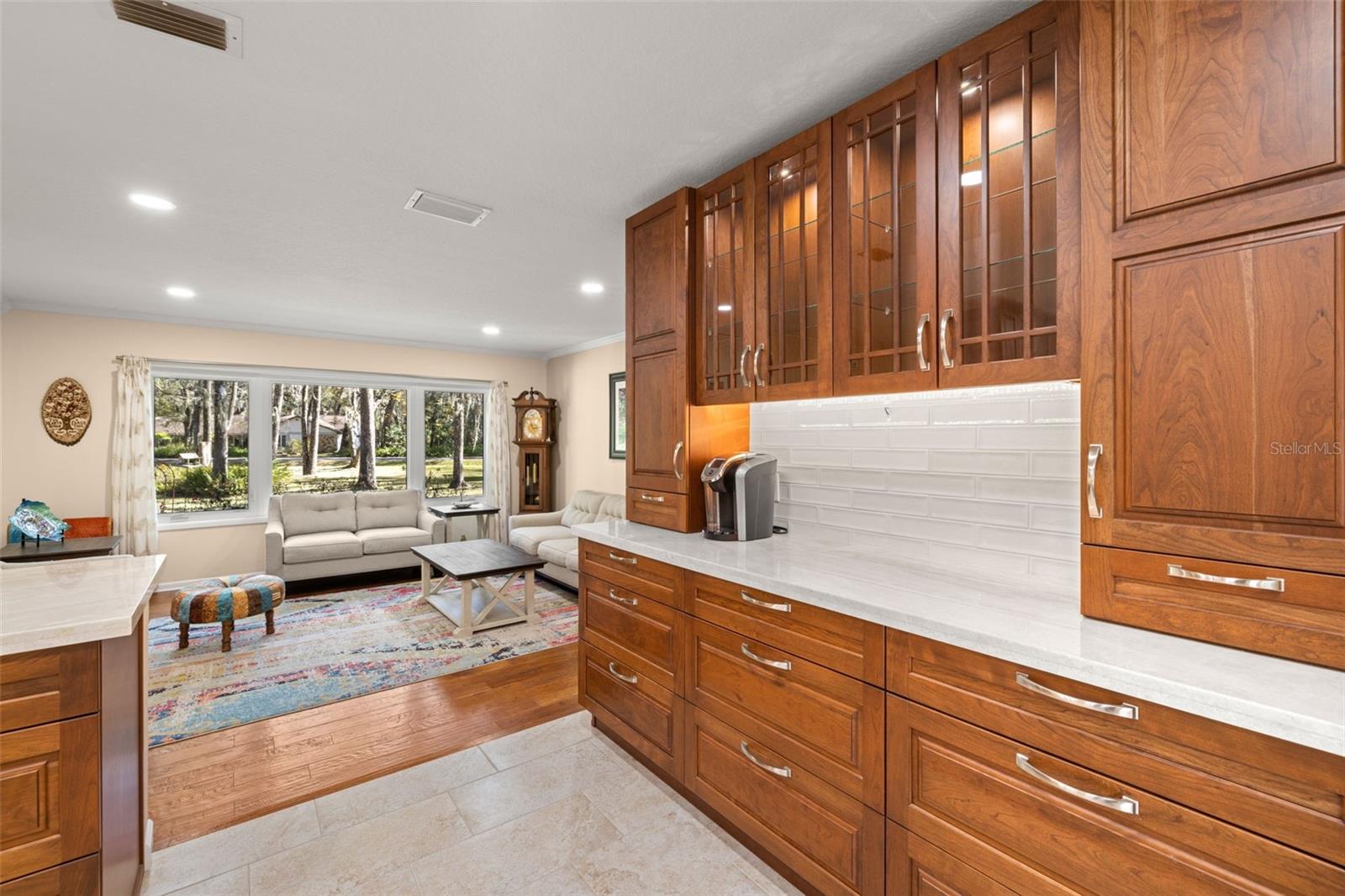 Solid Wood Cherry Cabinetry & Tiled Backsplash