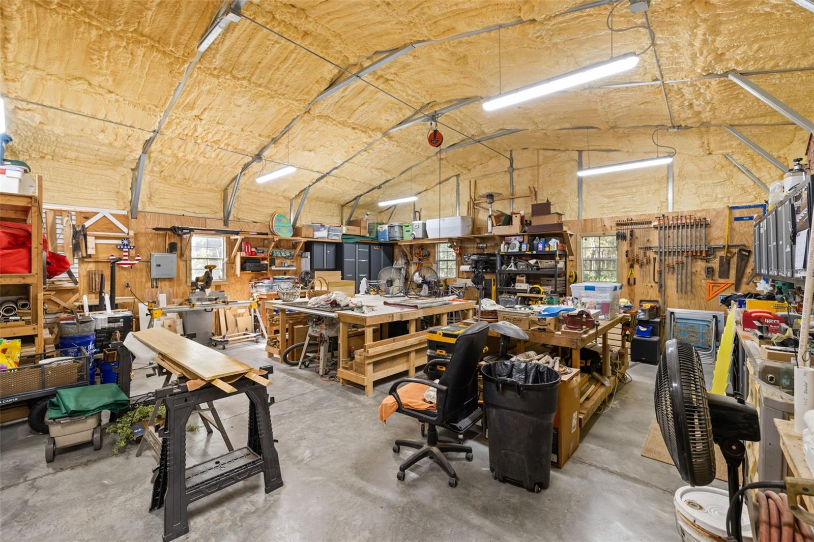 Workshop has lighting and is insulated!