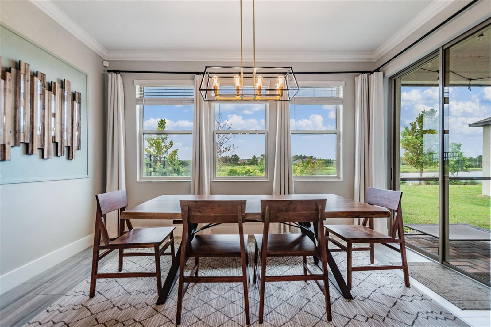 Elegant dining room off of kitchen