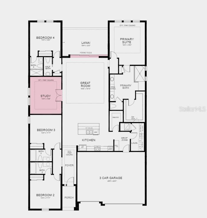 Structural options added include; Study, pocket sliding door, tray ceilings, and outdoor kitchen rough-in.