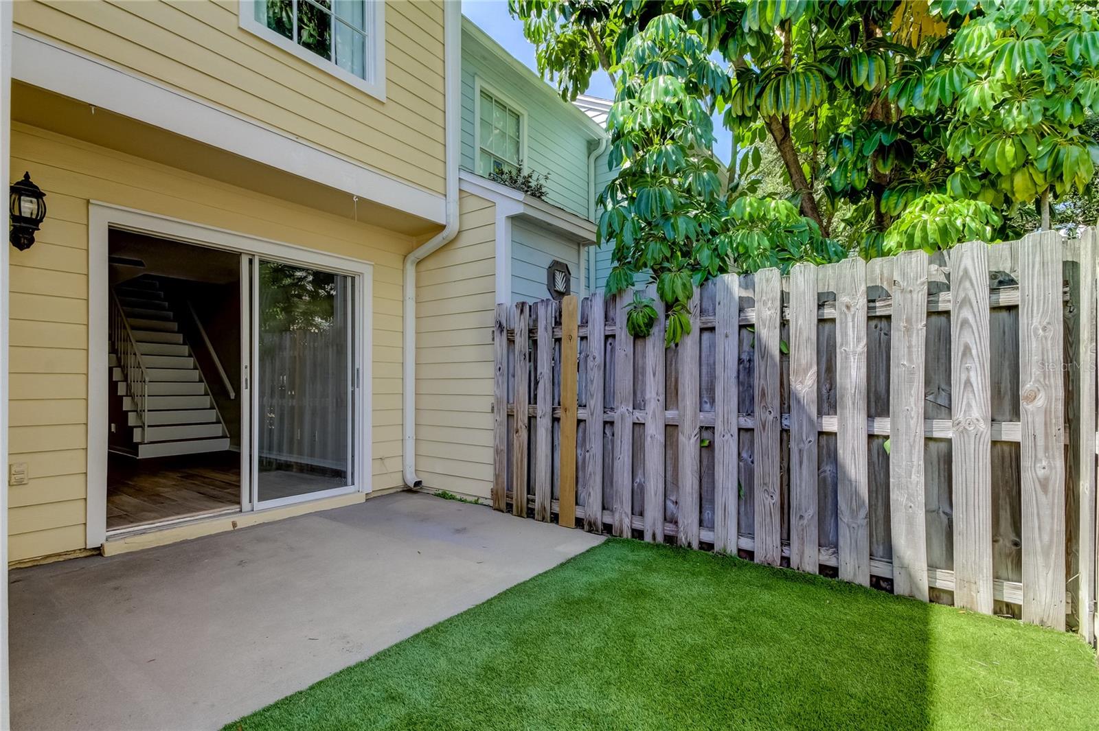 Backyard and sliding glass door