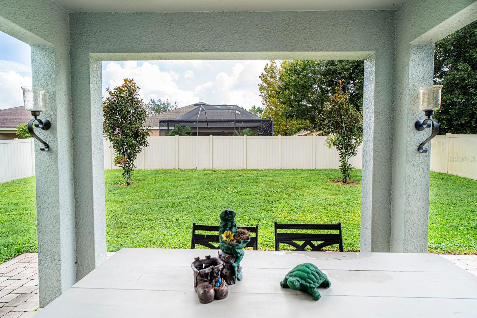 Fully fenced backyard and lanai