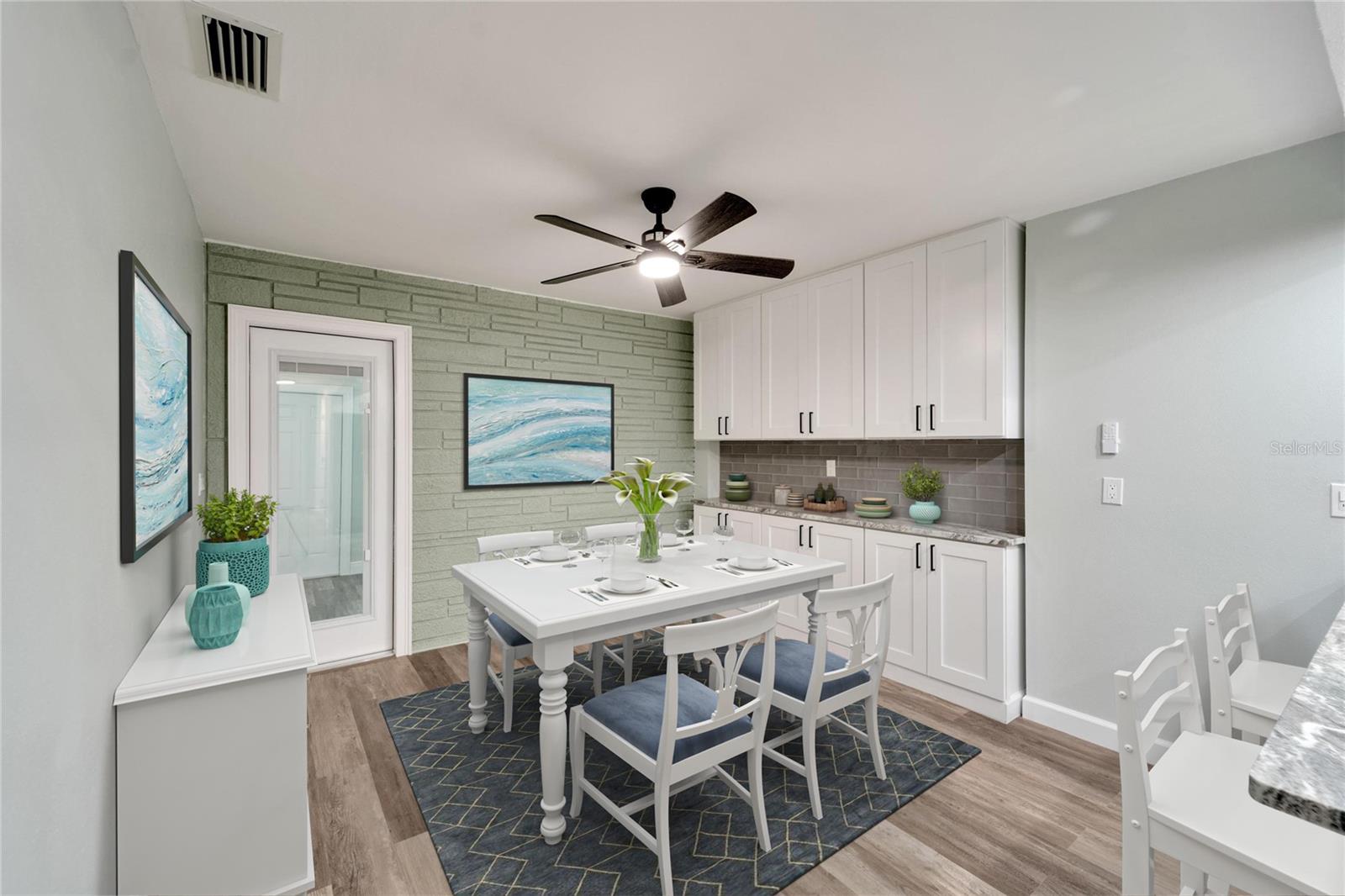 Dining room with built in storage