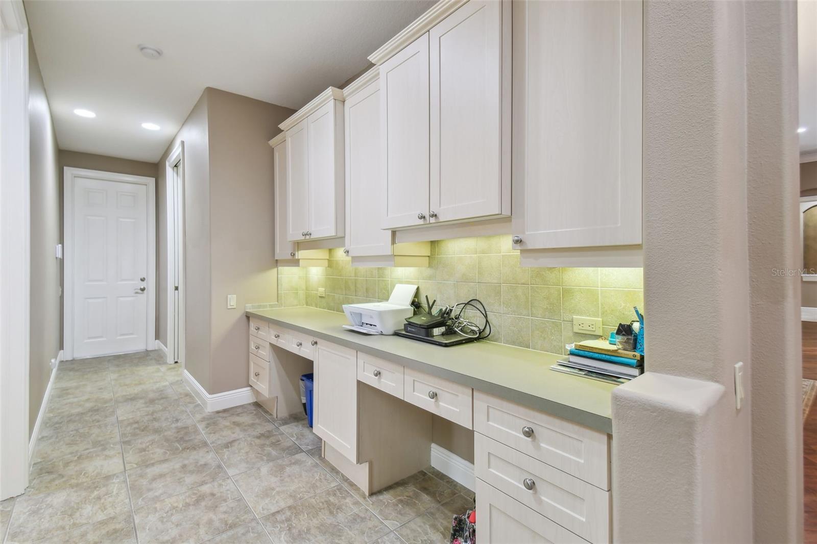 Built-in desk area.